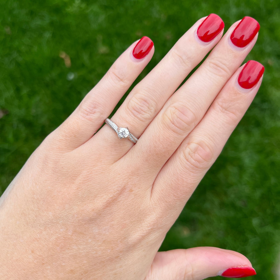 Francis & Gaye Platinum Diamond Twisted Shoulders Ring