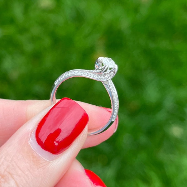 Francis & Gaye Platinum Diamond Twisted Shoulders Ring