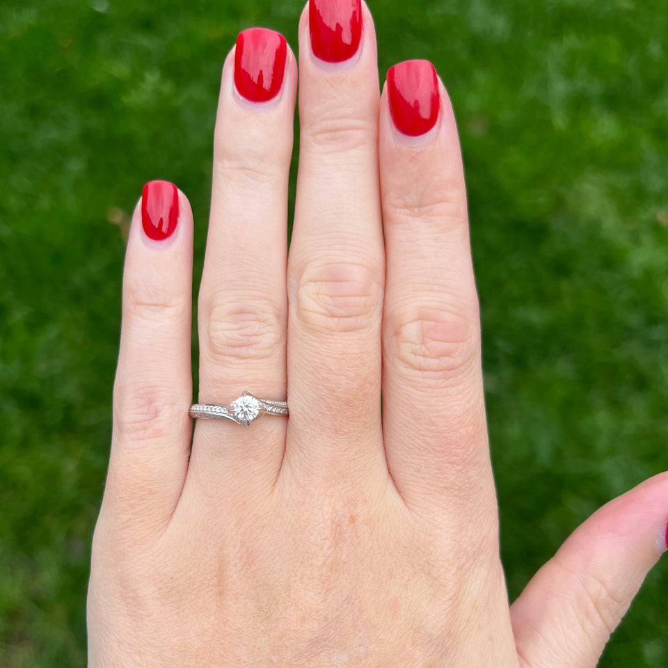 Francis & Gaye Platinum Diamond Twisted Shoulders Ring