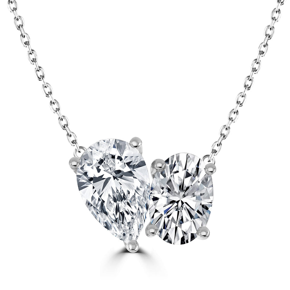 Francis & Gaye Platinum Laboratory Created Diamond Toi Et Moi Necklace