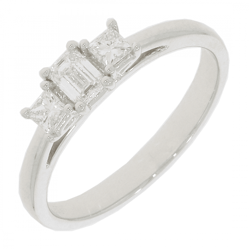 Francis & Gaye Platinum Three Stone Baguette Diamond Ring - Size 'N'