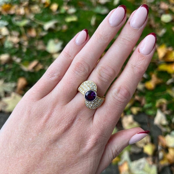 Francis & Gaye PRE-LOVED 18ct Yellow Gold Amethyst & Diamond Dress Ring