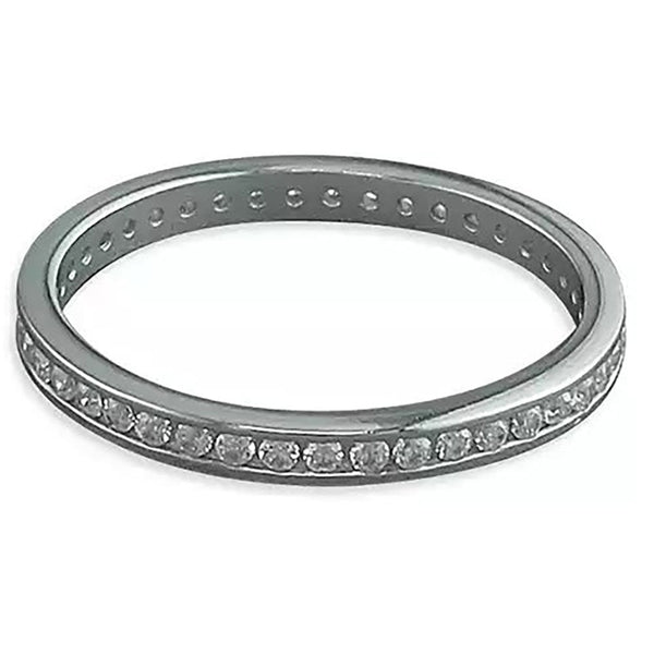 Francis & Gaye Rhodium Plated Silver Channel Set Ring