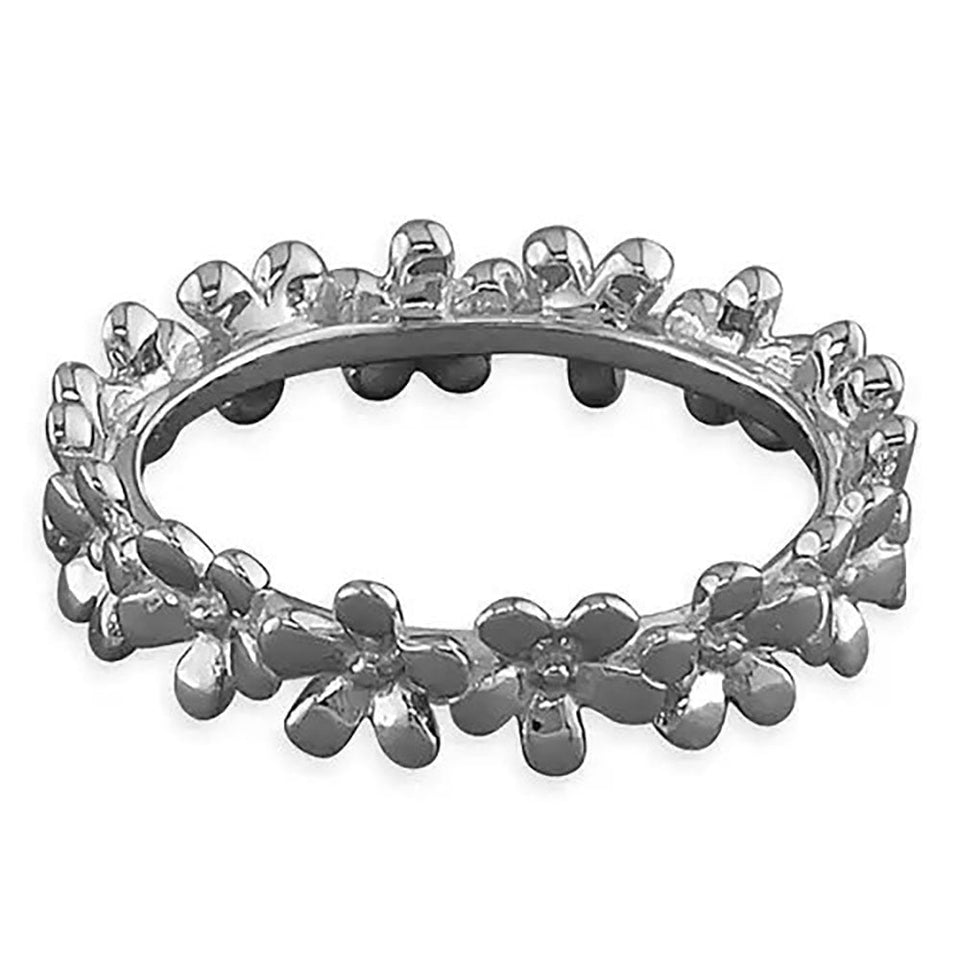 Francis & Gaye Rhodium Plated Silver Flower Ring