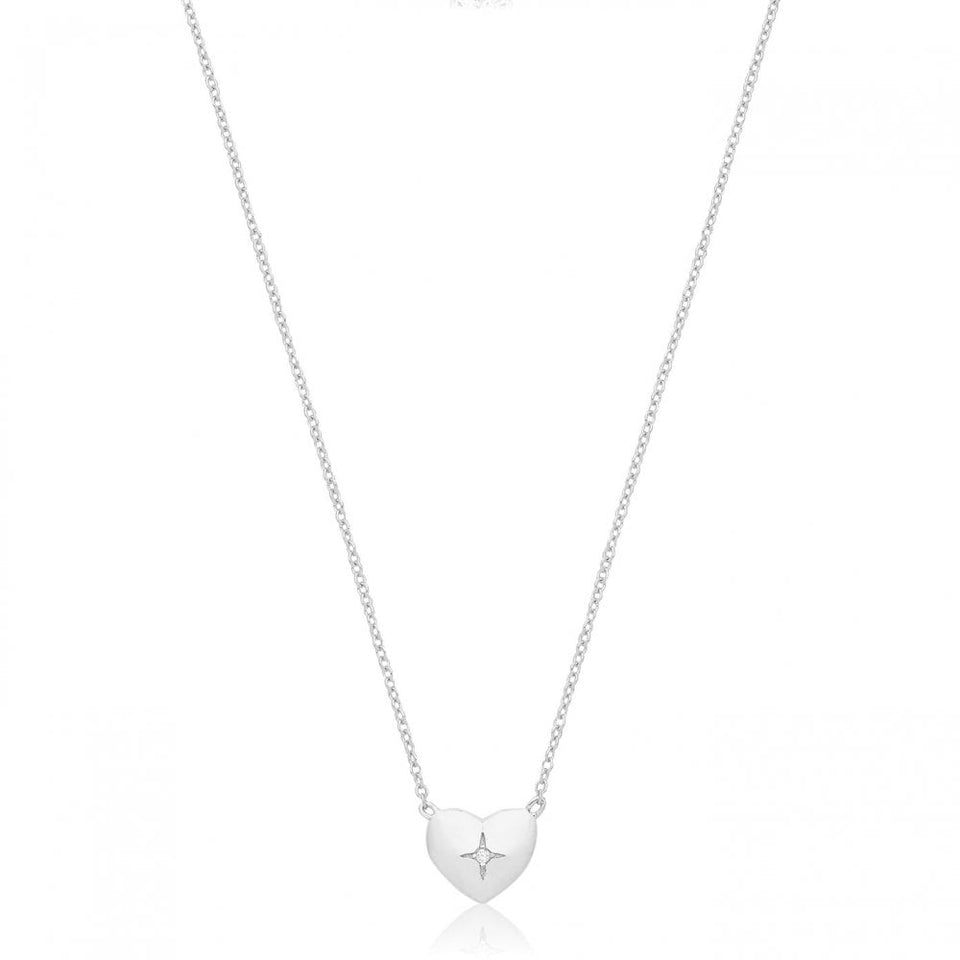 Francis & Gaye Rhodium Plated Silver Heart Necklace