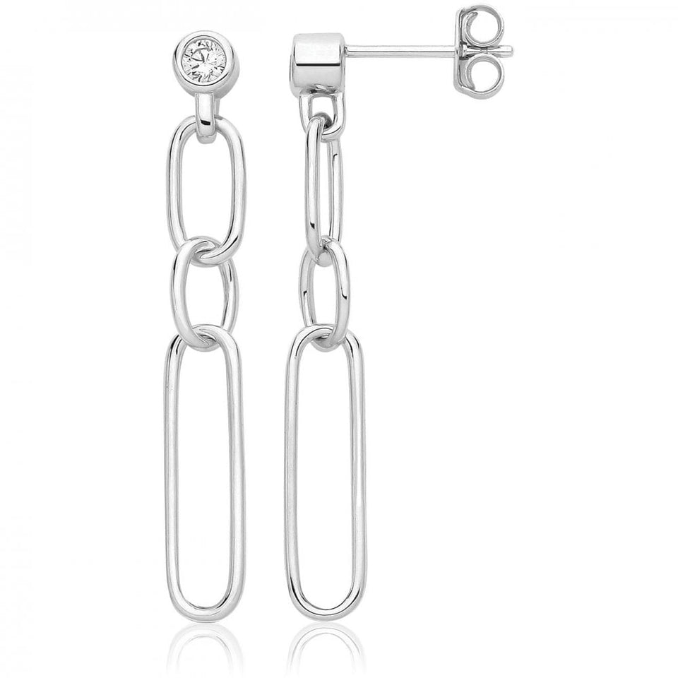 Francis & Gaye Rhodium Plated Silver Paper Clip Earring Drops