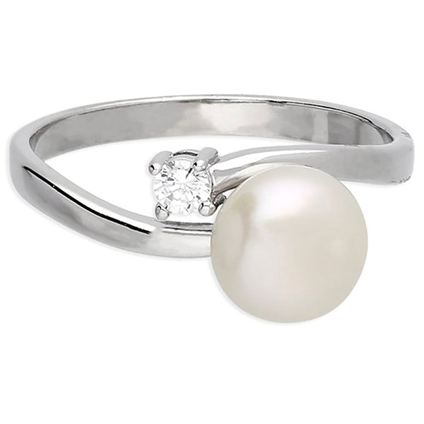 Francis & Gaye Rhodium Plated Silver & Pearl Ring
