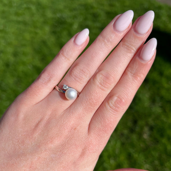 Francis & Gaye Rhodium Plated Silver & Pearl Ring