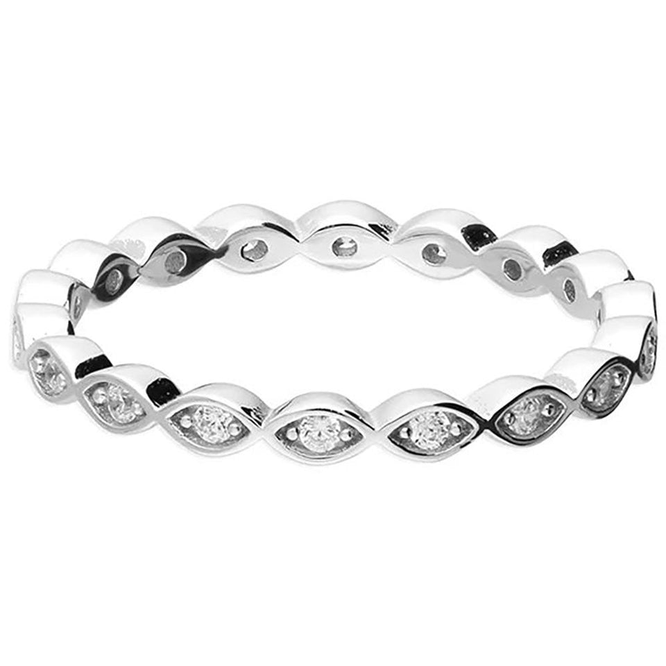Francis & Gaye Rhodium Plated Silver Thin Marquise Ring