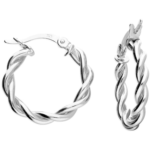 Francis & Gaye Silver 20mm Creole Fastening Twisted Hoops