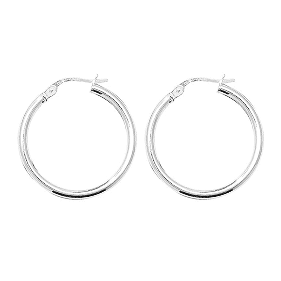 Francis & Gaye Silver 20mm Plain Hoop Earrings