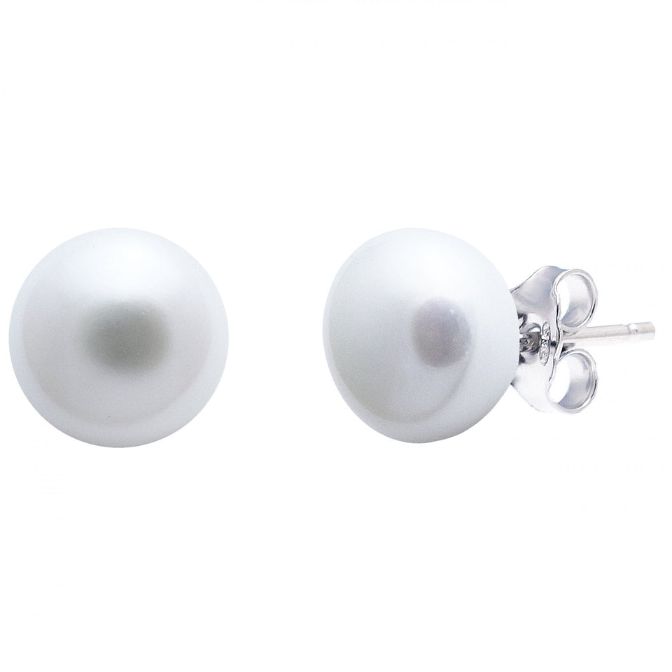 Francis & Gaye Silver 7-7.5mm White Cultured Button Pearl Studs