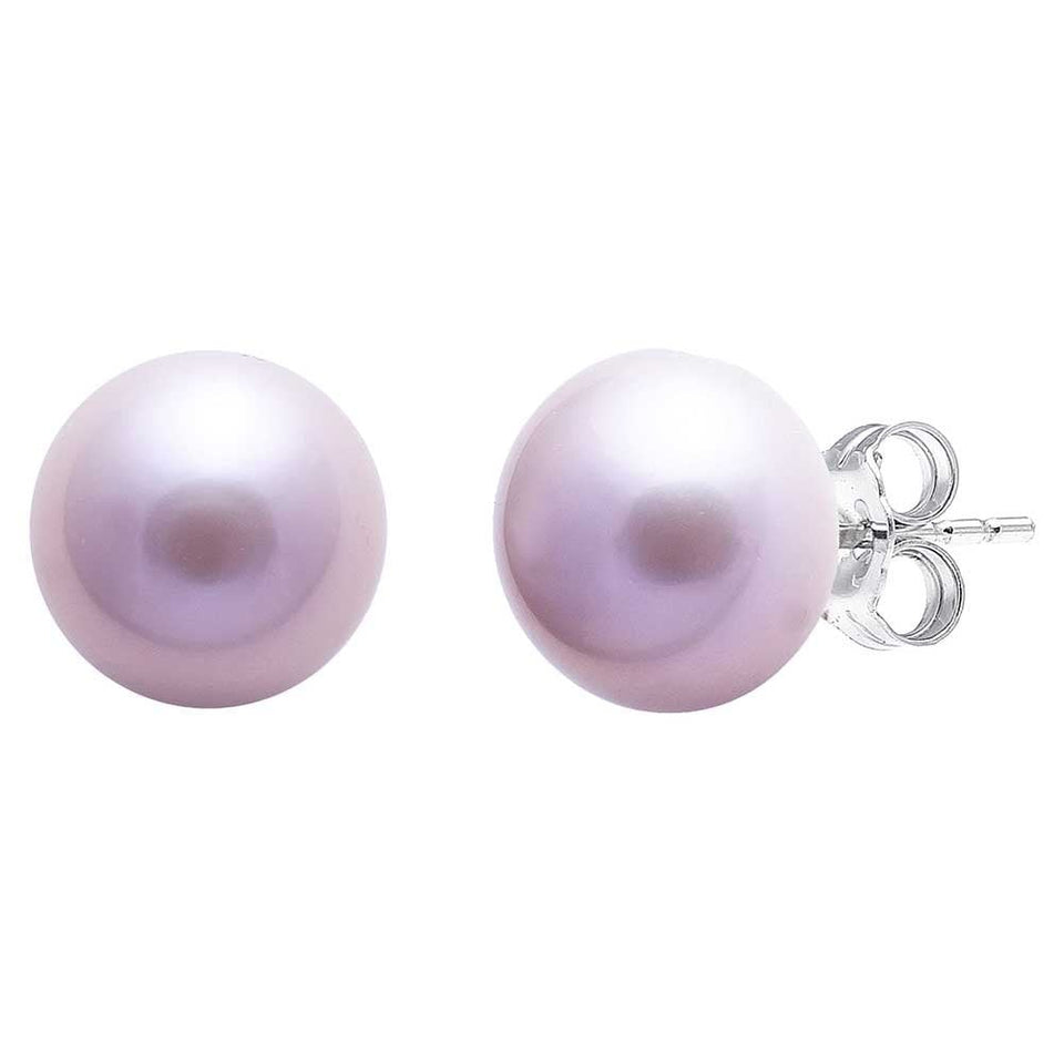 Francis & Gaye Silver 8-9mm Button Shape Pink Cultured Pearl Earrings