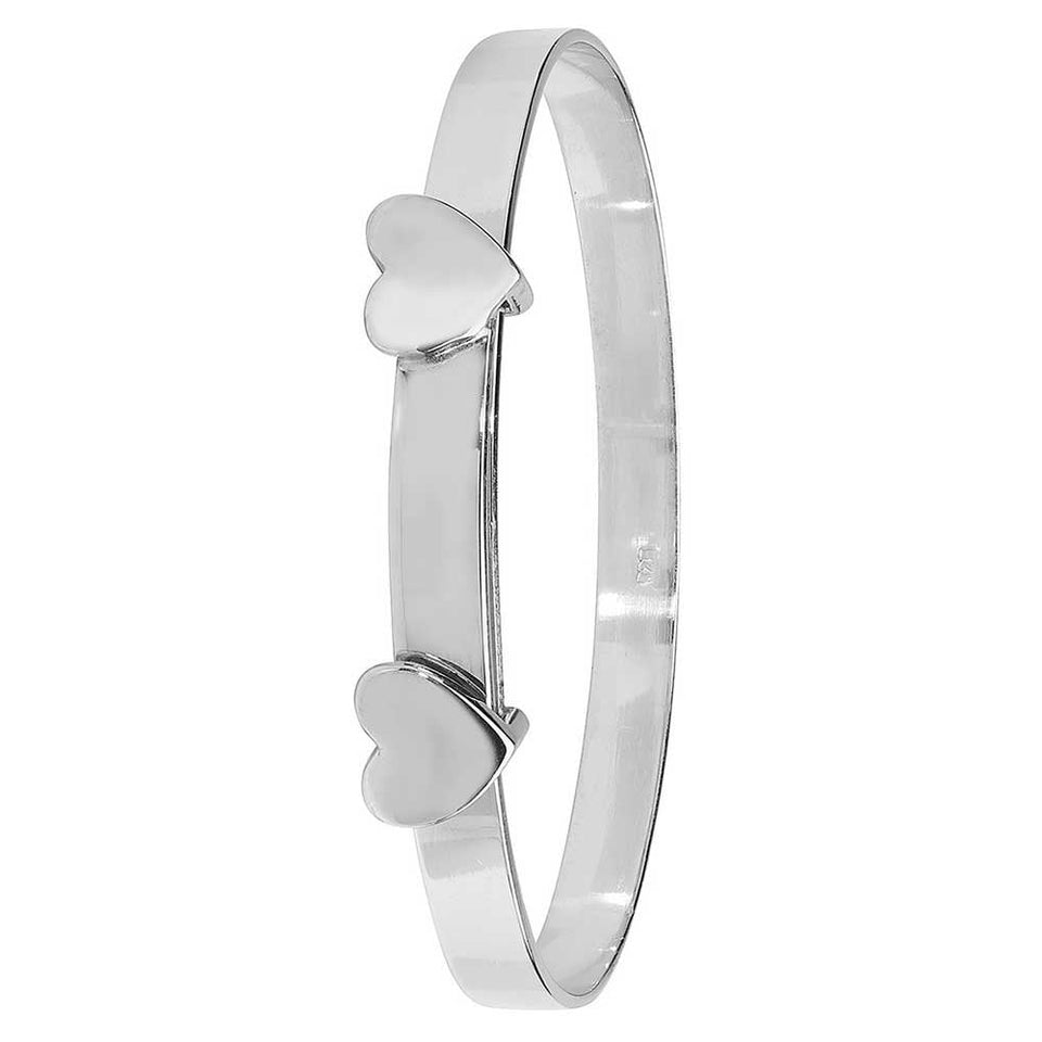 Francis & Gaye Silver Babies Double Heart Expandable Bangle