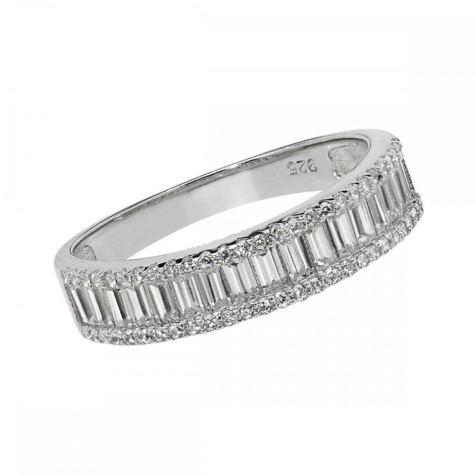 Francis & Gaye Silver Baguette Cut Eternity Ring