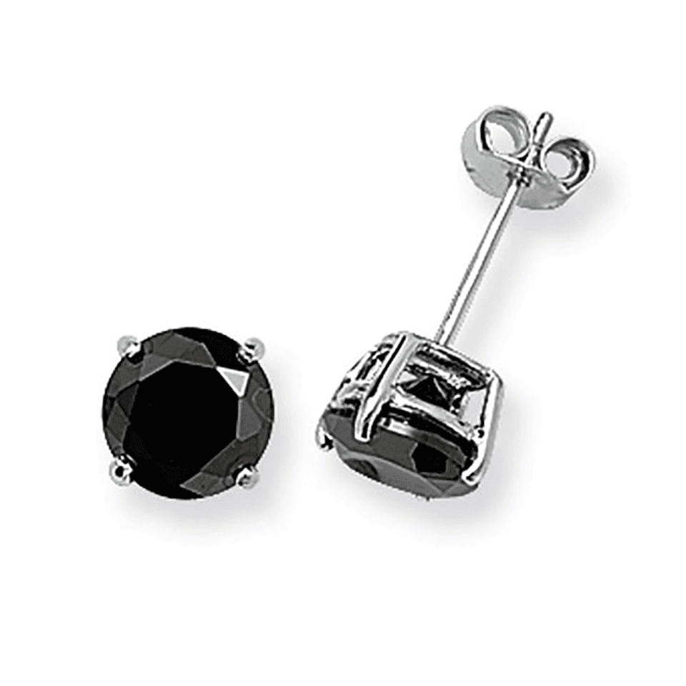 Francis & Gaye Silver Black Stone Earrings