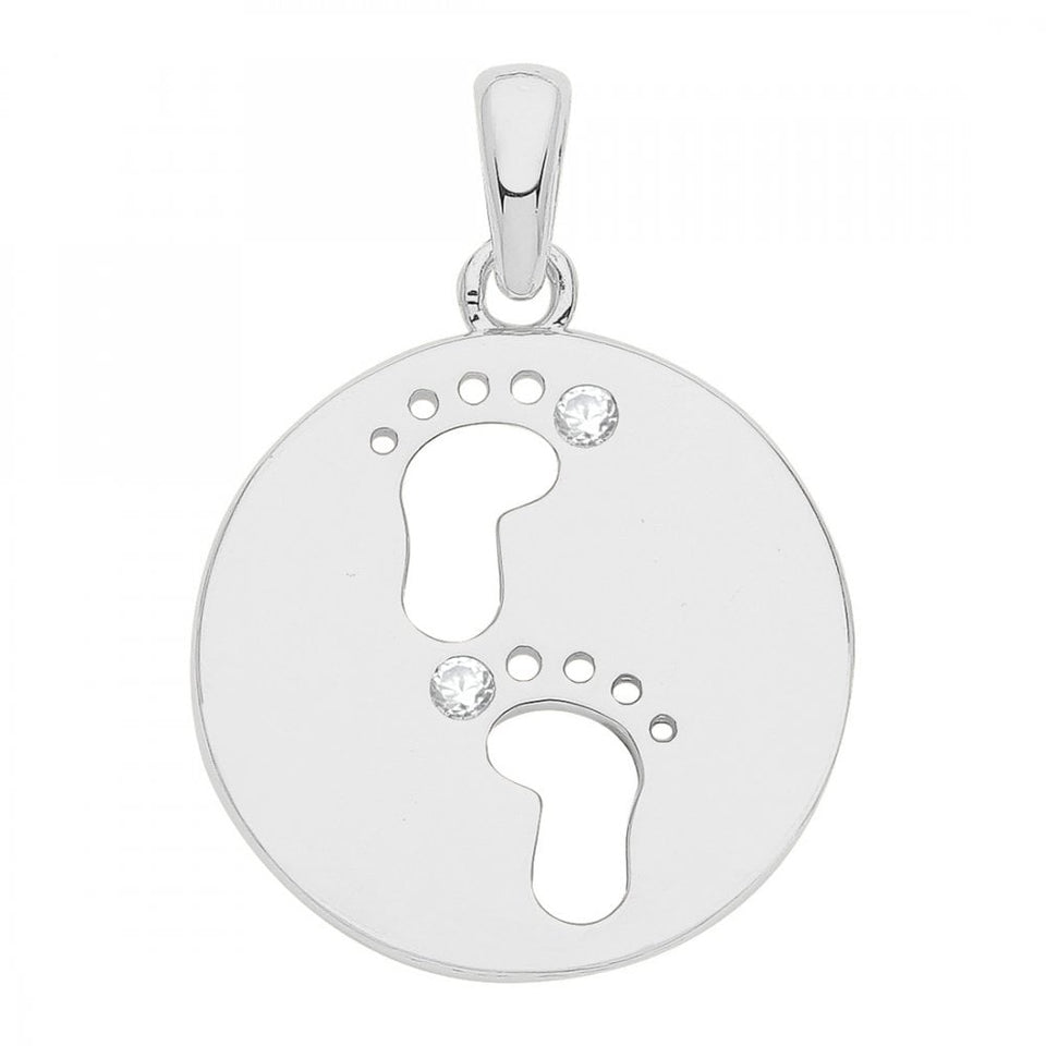 Francis & Gaye Silver Cut Out Footprints Pendant