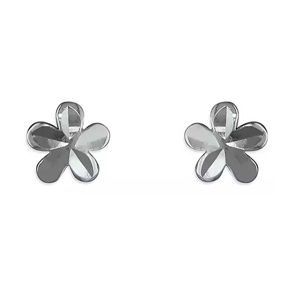 Francis & Gaye Silver Diamond Cut Flower Daisy Earrings