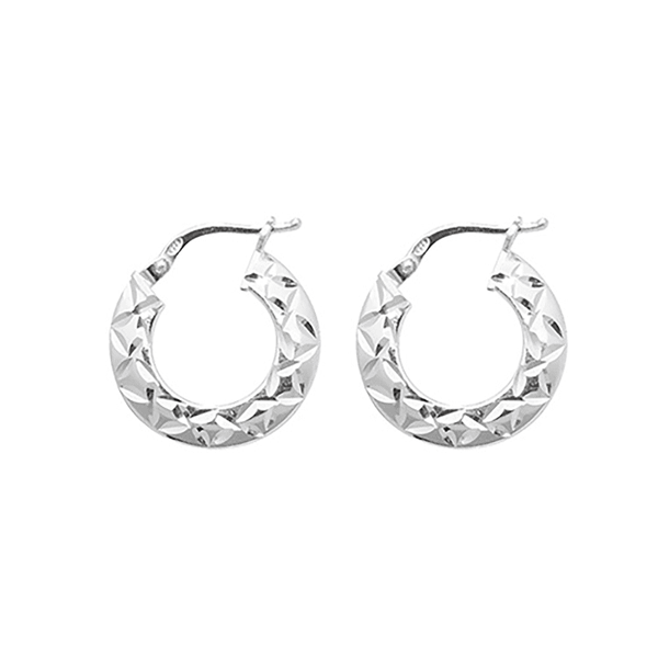 Francis & Gaye Silver Diamond Cut Hoop Earrings