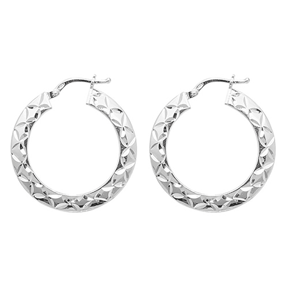 Francis & Gaye Silver Diamond Cut Hoop Earrings