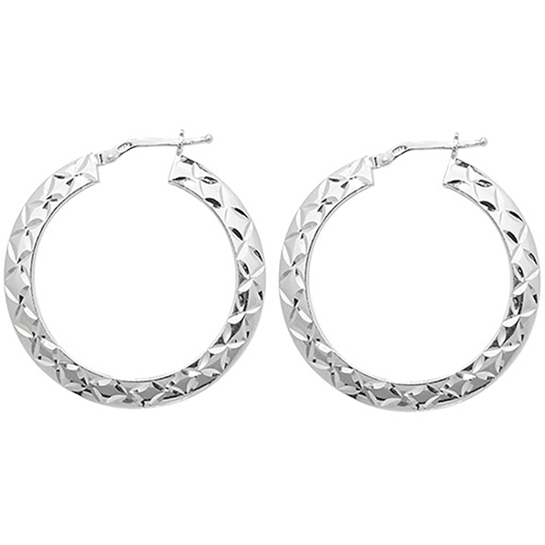 Francis & Gaye Silver Diamond Cut Hoop Earrings