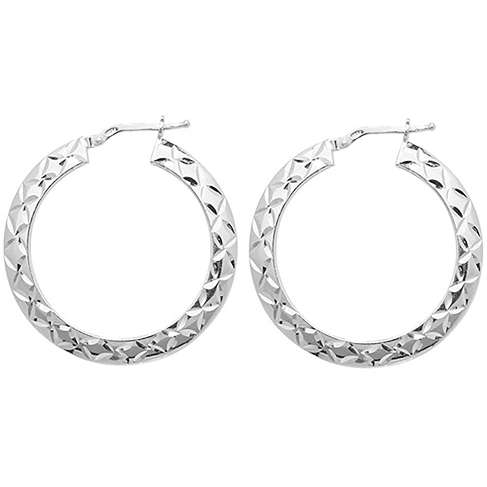 Francis & Gaye Silver Diamond Cut Hoop Earrings