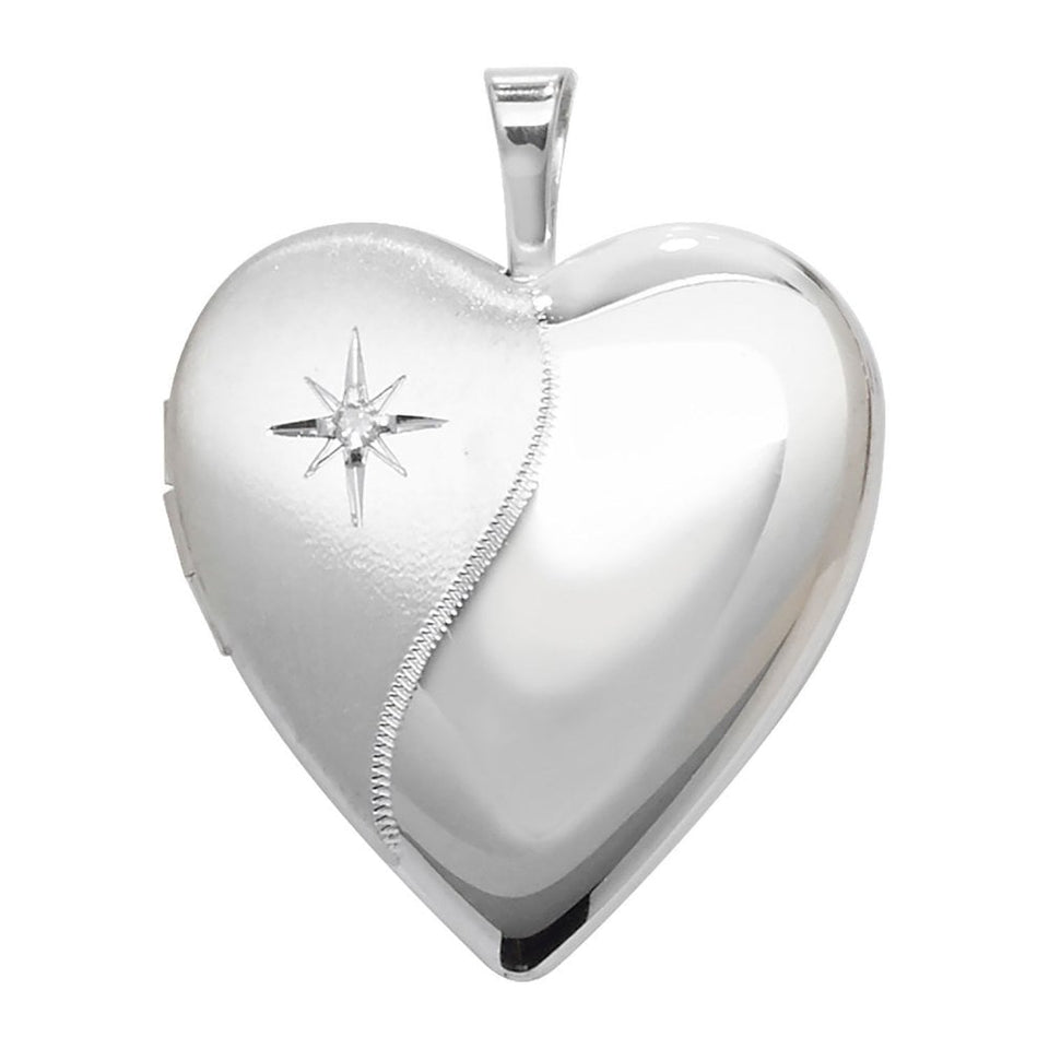 Francis & Gaye Silver Diamond Set Heart Shape Locket