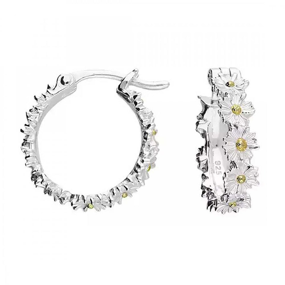 Francis & Gaye Silver & Gold Plated Daisy Hinged Hoops