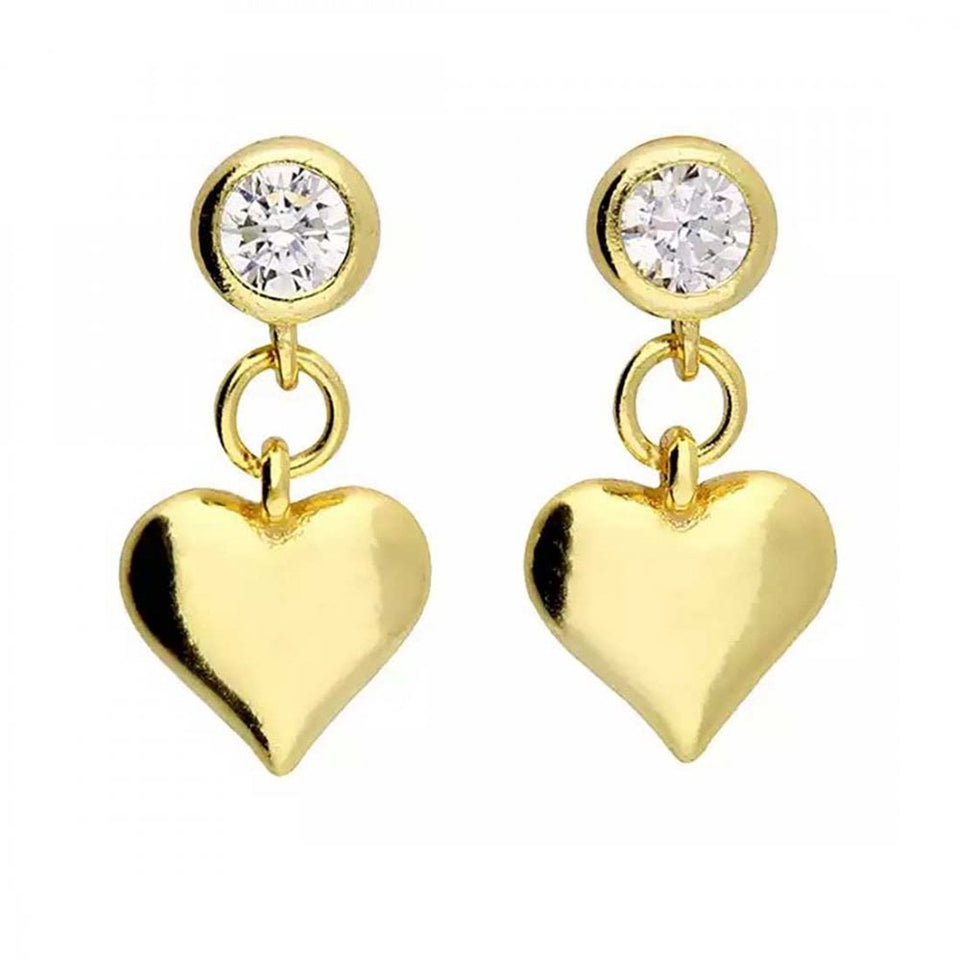 Francis & Gaye Silver Gold Plated Heart Drop Earrings