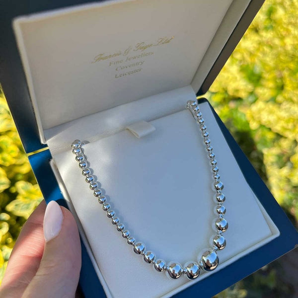 Francis & Gaye Silver Graduated Ball Necklace