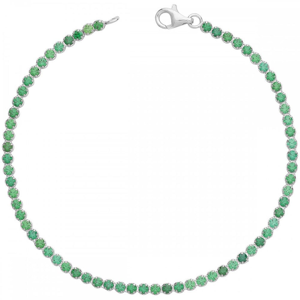 Francis & Gaye Silver Green Stone Tennis Bracelet