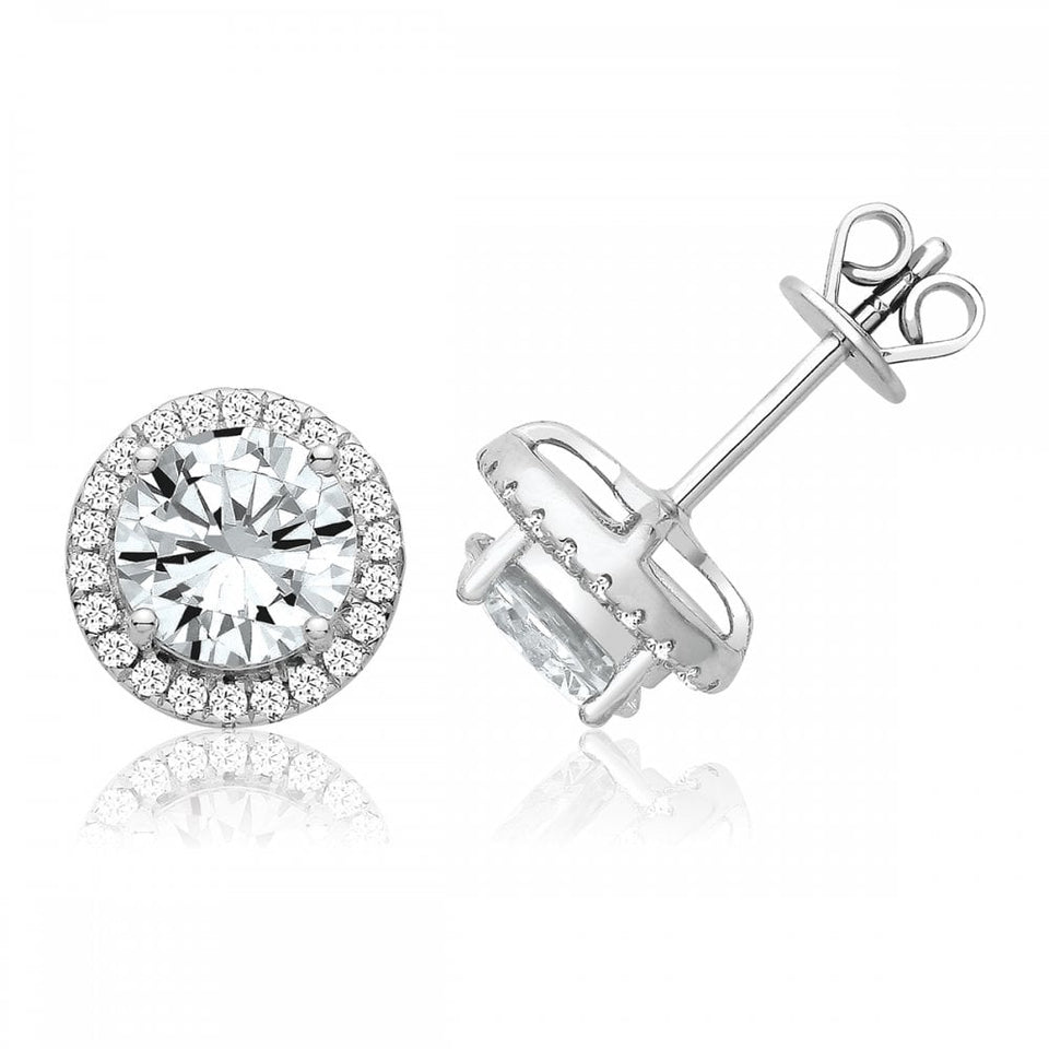 Francis & Gaye Silver Halo Style Stone Set Earrings