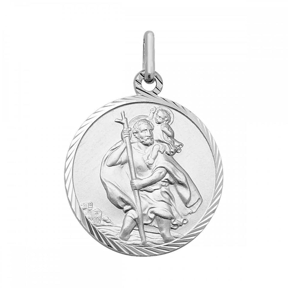 Francis & Gaye Silver Large (2cm) Round St Christopher