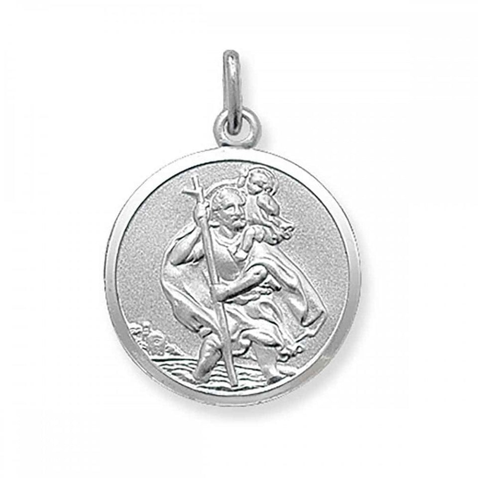 Francis & Gaye Silver Large (2cm) Round St Christopher