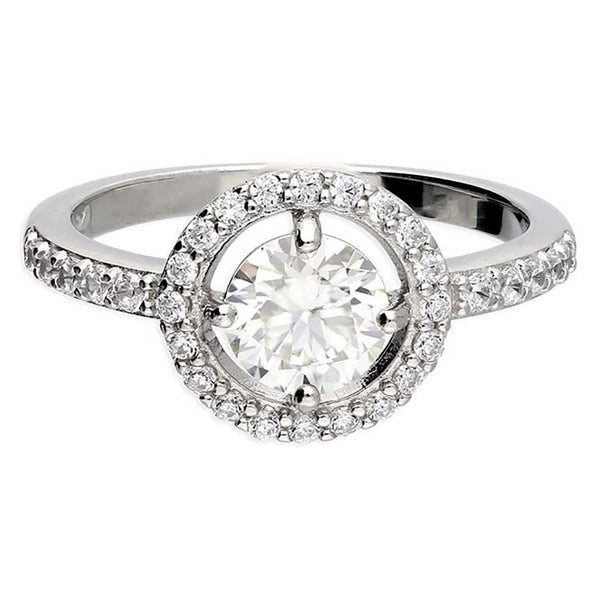 Francis & Gaye Silver Moissanite & Cubic Zirconia Halo Ring