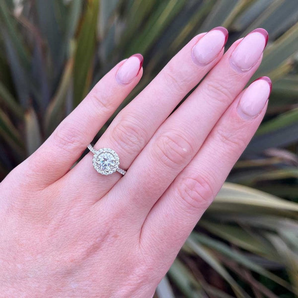 Francis & Gaye Silver Moissanite & Cubic Zirconia Halo Ring