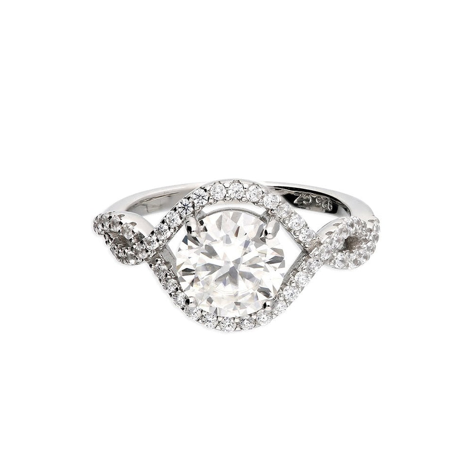 Francis & Gaye Silver & Moissanite Twisted Halo Ring