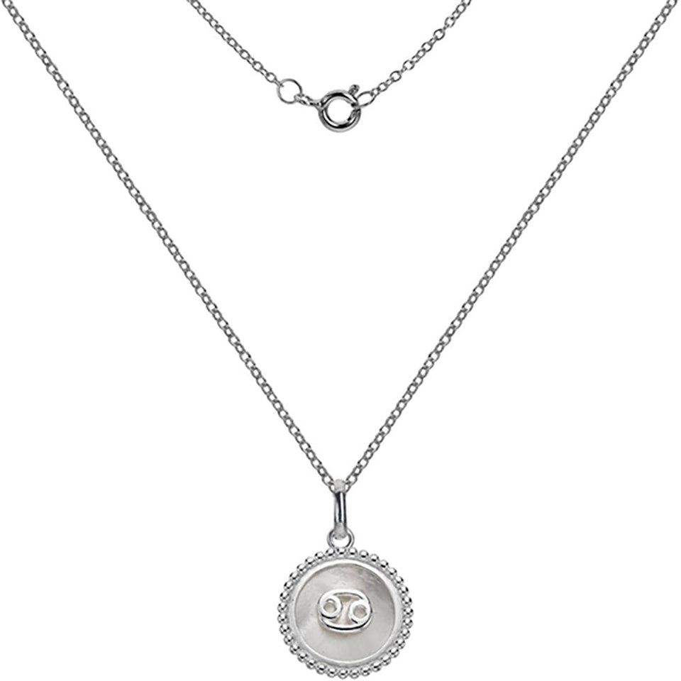 Francis & Gaye Silver Mother of Pearl Cancer Necklace