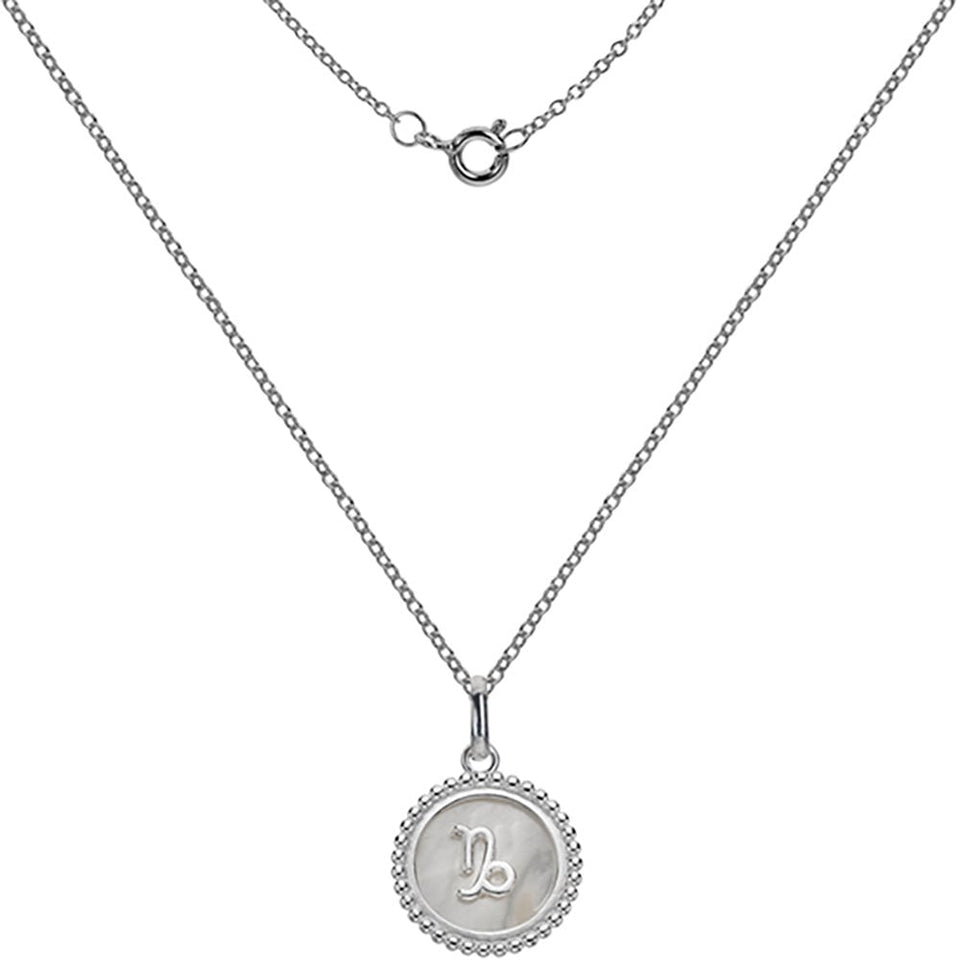 Francis & Gaye Silver Mother of Pearl Capricorn Necklace