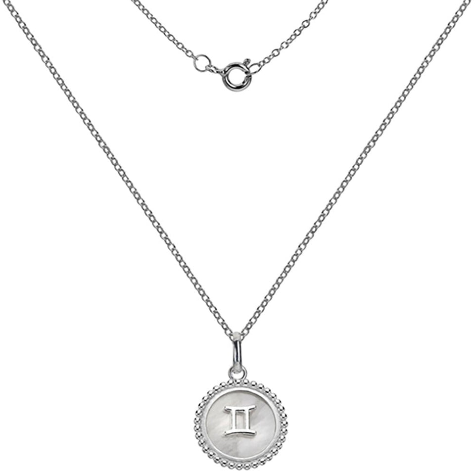 Francis & Gaye Silver Mother of Pearl Gemini Necklace