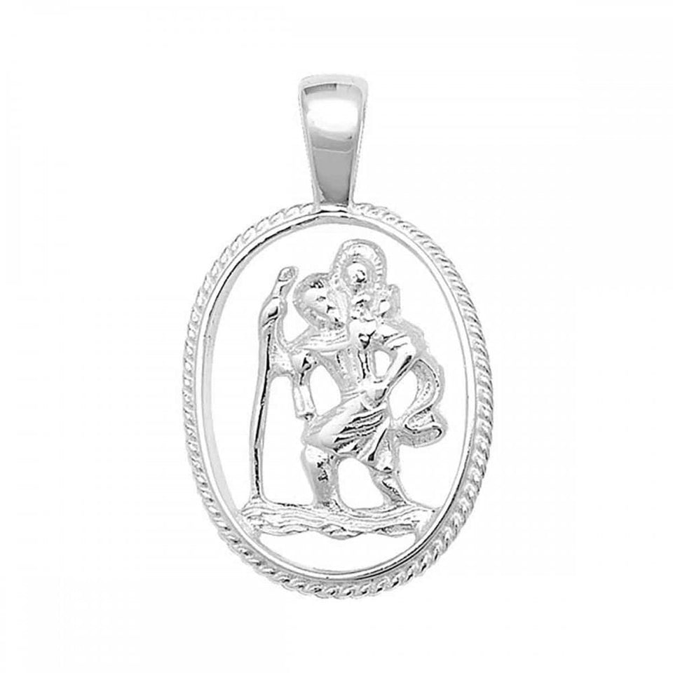Francis & Gaye Silver Oval (2cm) Cut Out St Christopher
