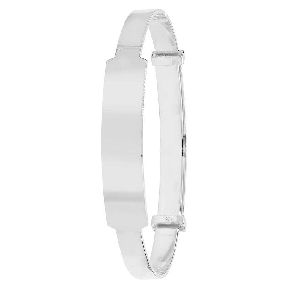 Francis & Gaye Silver Plain ID Expandable Baby Bangle