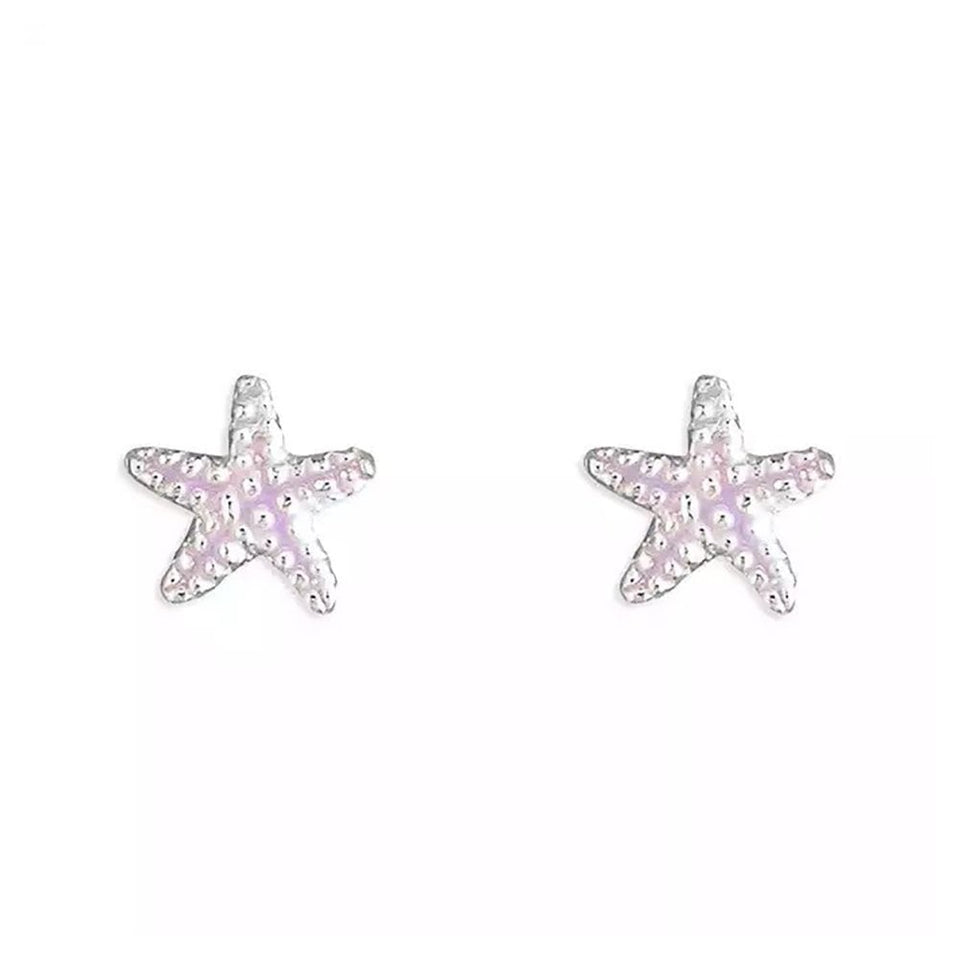 Francis & Gaye Silver Purple Enamel Starfish Earrings