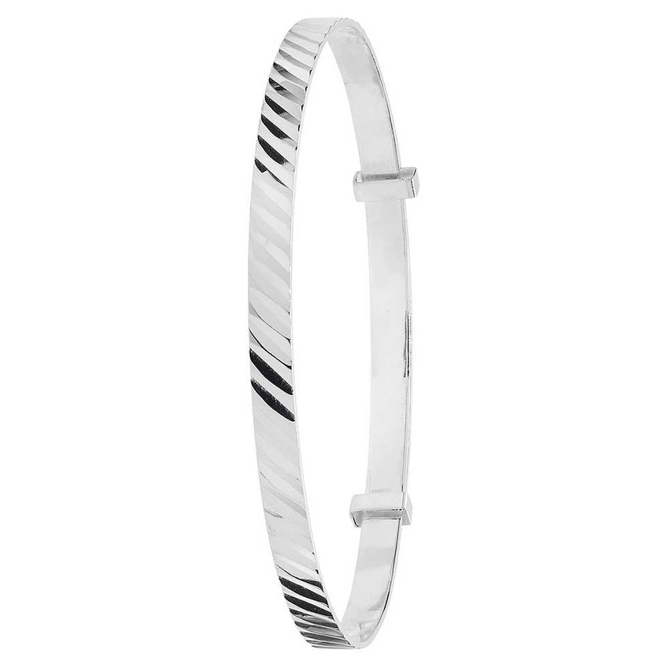 Francis & Gaye Silver Ridged Expandable Baby Bangle