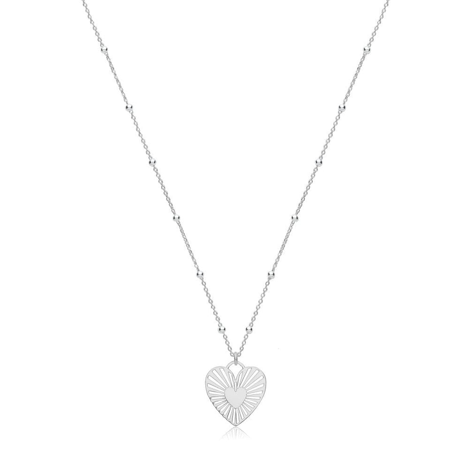 Francis & Gaye Silver Rolo & Bead Chain Sunburst Necklace