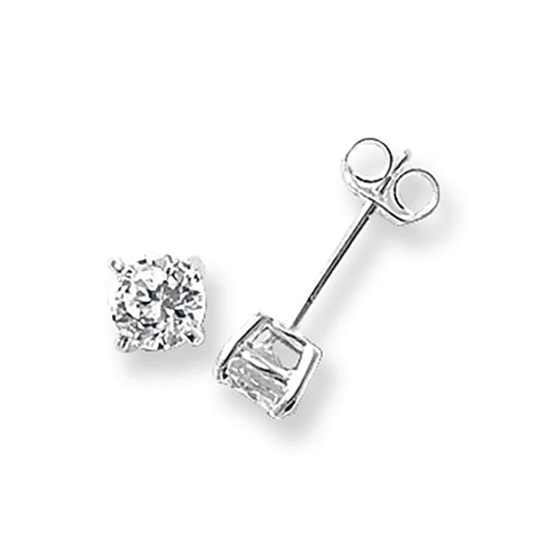 Francis & Gaye Silver Round Stone Set Ear Studs