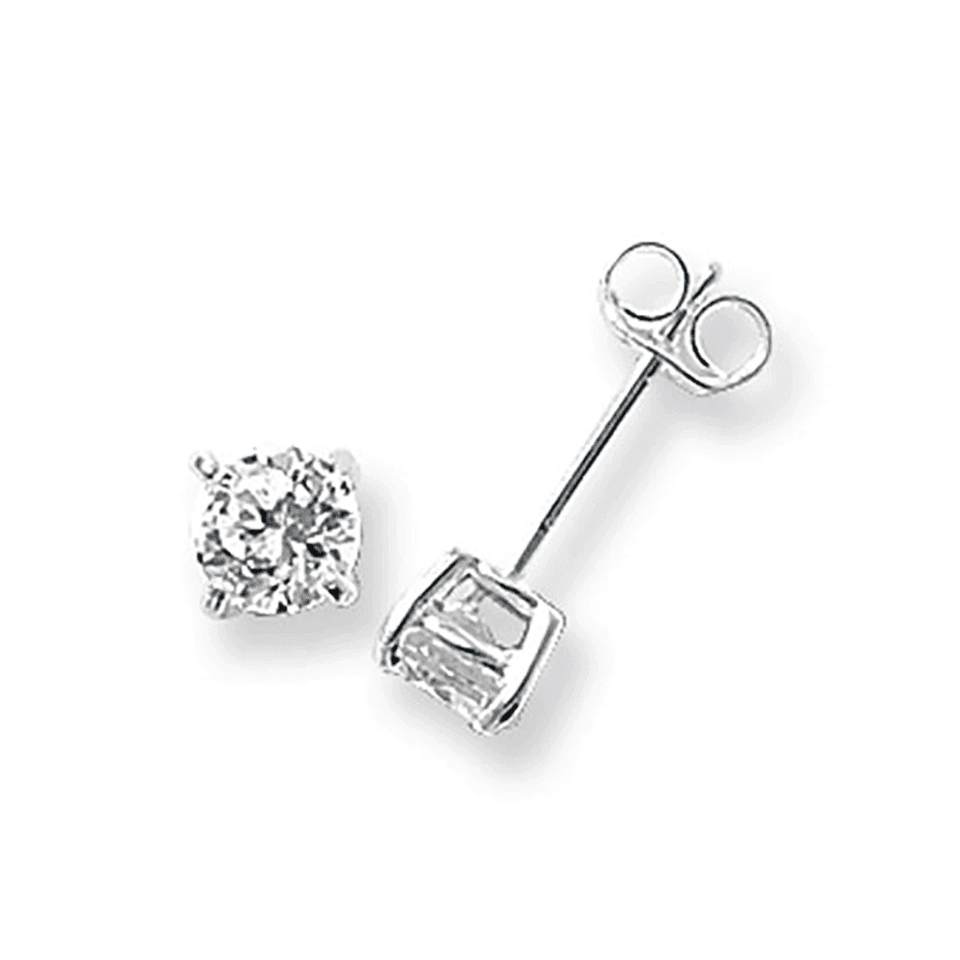 Francis & Gaye Silver Round Stone Set Ear Studs