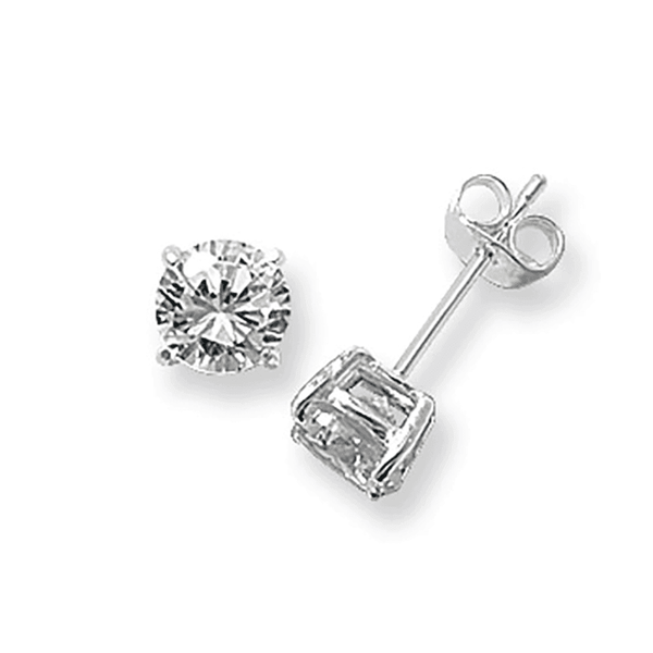 Francis & Gaye Silver Round Stone Set Ear Studs