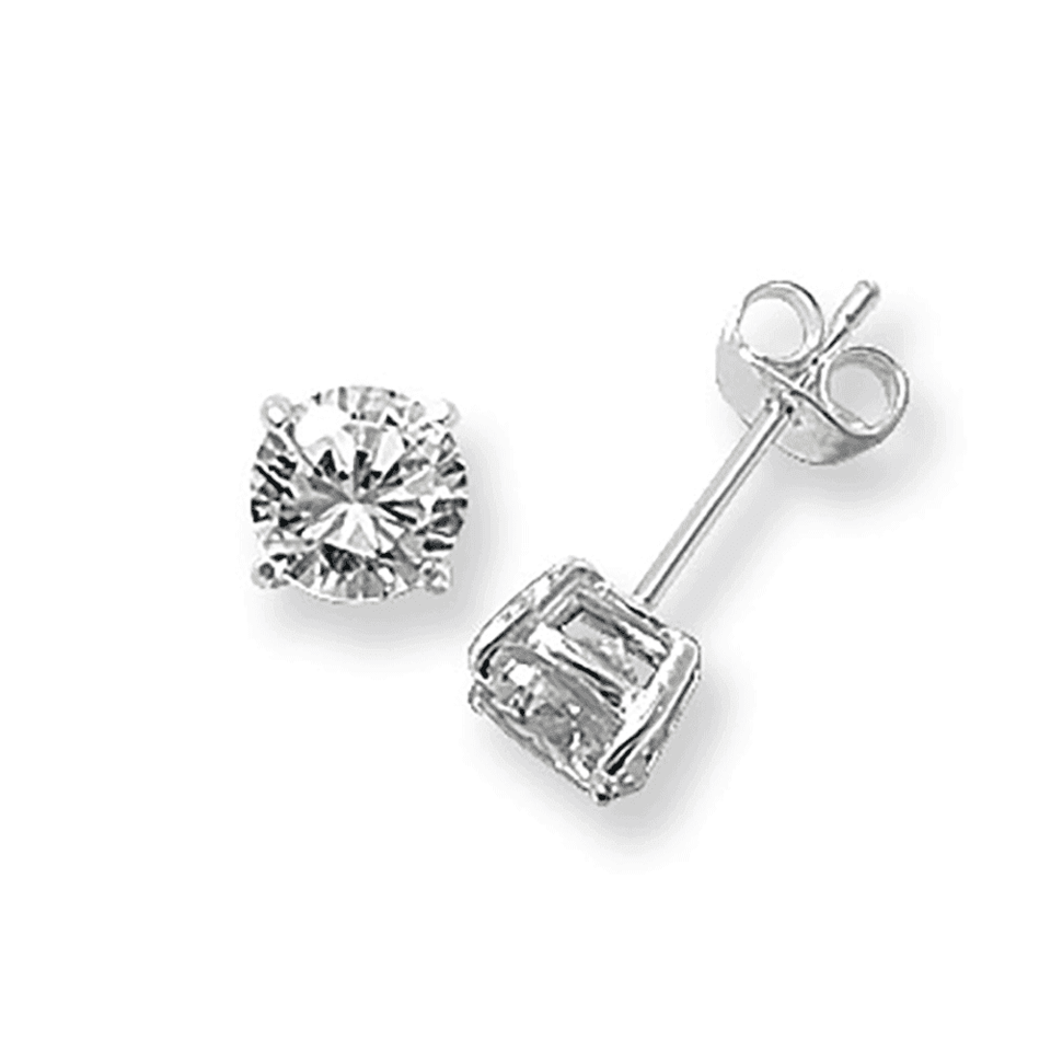 Francis & Gaye Silver Round Stone Set Ear Studs