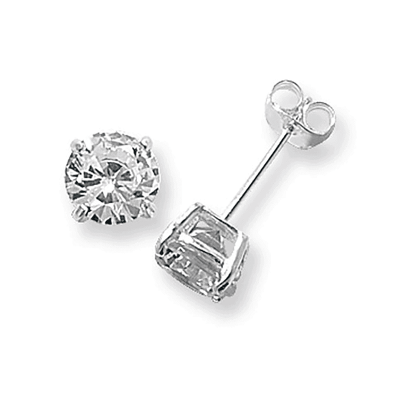 Francis & Gaye Silver Round Stone Set Ear Studs